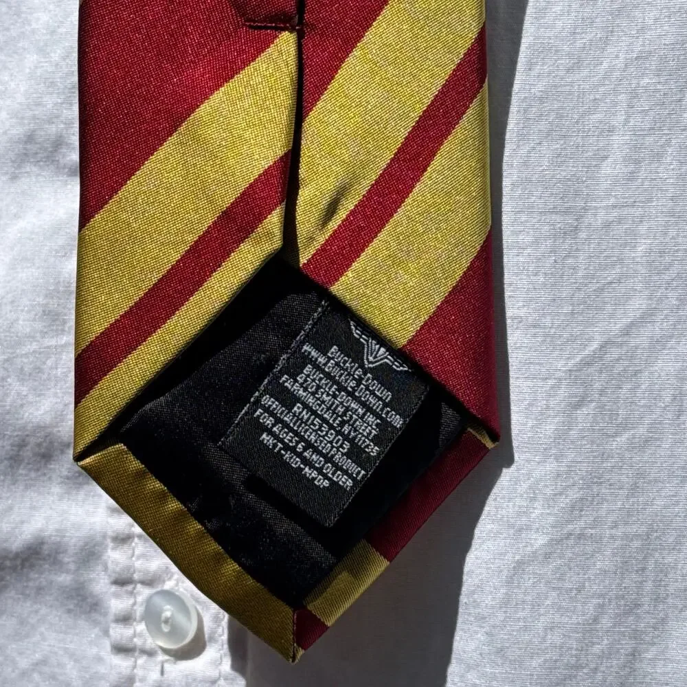 Harry Potter Gryffindor Necktie Burgundy Gold Striped House Crest Warner Bros